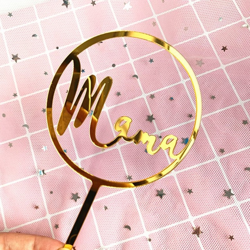 1 τμχ Νέο Cake Topper Glitter Ακρυλικό Mom Cupcake Topper Flags για τη γιορτή της μητέρας Γενέθλια Baby Shower Cake Decorations Supplies