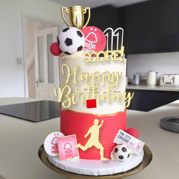 1σετ Χρυσό Ακρυλικό Χρόνια Πολλά Τούρτα Ποδοσφαίρου Παιδικό Ποδόσφαιρο Birthday Party Cake Toppers Baby Shower Cake Δώρο Επιδόρπιο Διακόσμηση