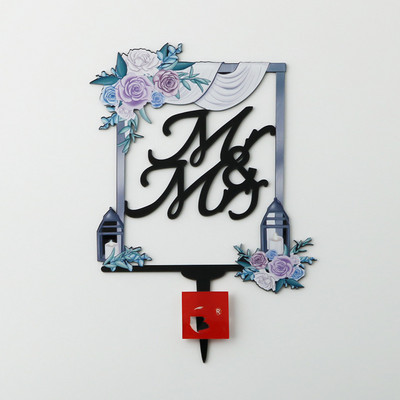 ins Menyasszony és vőlegény Esküvői tortafesték Színes akril arany Mrs & Mrs esküvői tortafeltét Valentin-napi dekorációhoz