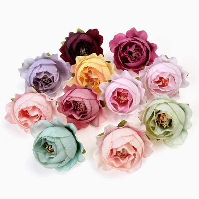 10 gab Zīda peonijas mākslīgais zieds 4 cm rozes zieda galva kāzu ballīšu dekorēšana vainags DIY rokdarbu aksesuāri viltoti ziedi