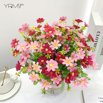 Τεχνητά λουλούδια Ροζ μεταξωτό μπουκέτο μαργαρίτα με τέσσερα μεγάλα κεφάλια ψεύτικα λουλούδια για διακόσμηση γάμου νύφης Διακόσμηση σπιτιού
