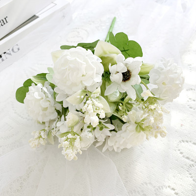 Művirágok Rózsaszín selyem százszorszép csokor négy nagy fej Hamis virágok menyasszonynak esküvői dekoráció Lakásdekoráció