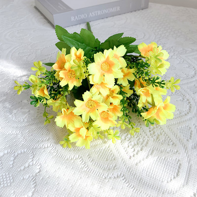 Művirágok Rózsaszín selyem százszorszép csokor négy nagy fej Hamis virágok menyasszonynak esküvői dekoráció Lakásdekoráció