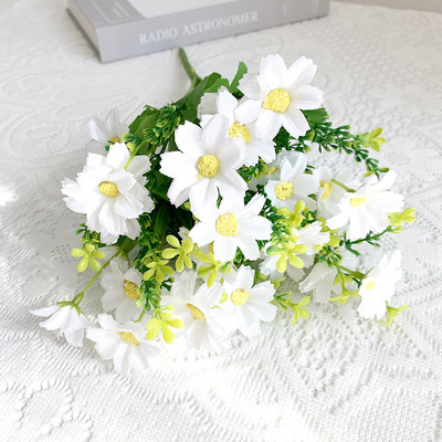 Művirágok Rózsaszín selyem százszorszép csokor négy nagy fej Hamis virágok menyasszonynak esküvői dekoráció Lakásdekoráció