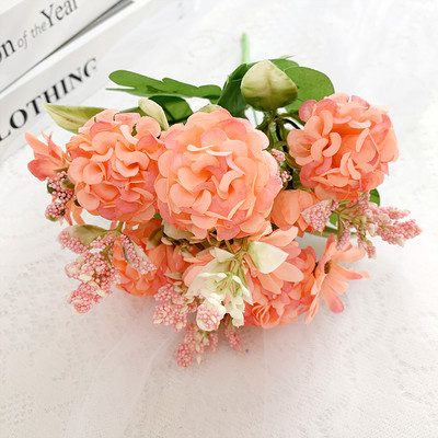 Művirágok Rózsaszín selyem százszorszép csokor négy nagy fej Hamis virágok menyasszonynak esküvői dekoráció Lakásdekoráció