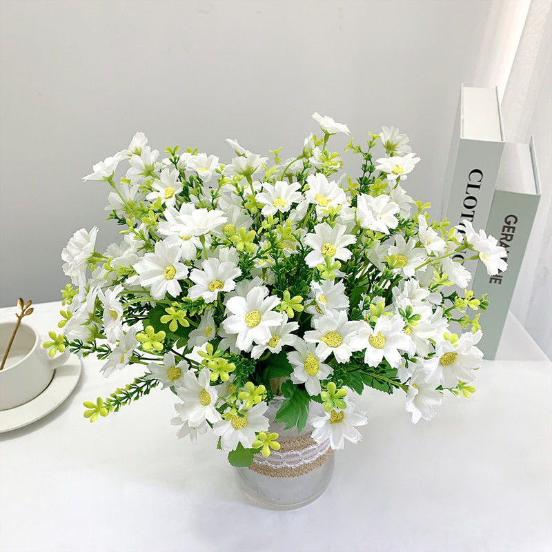 Művirágok Rózsaszín selyem százszorszép csokor négy nagy fej Hamis virágok menyasszonynak esküvői dekoráció Lakásdekoráció