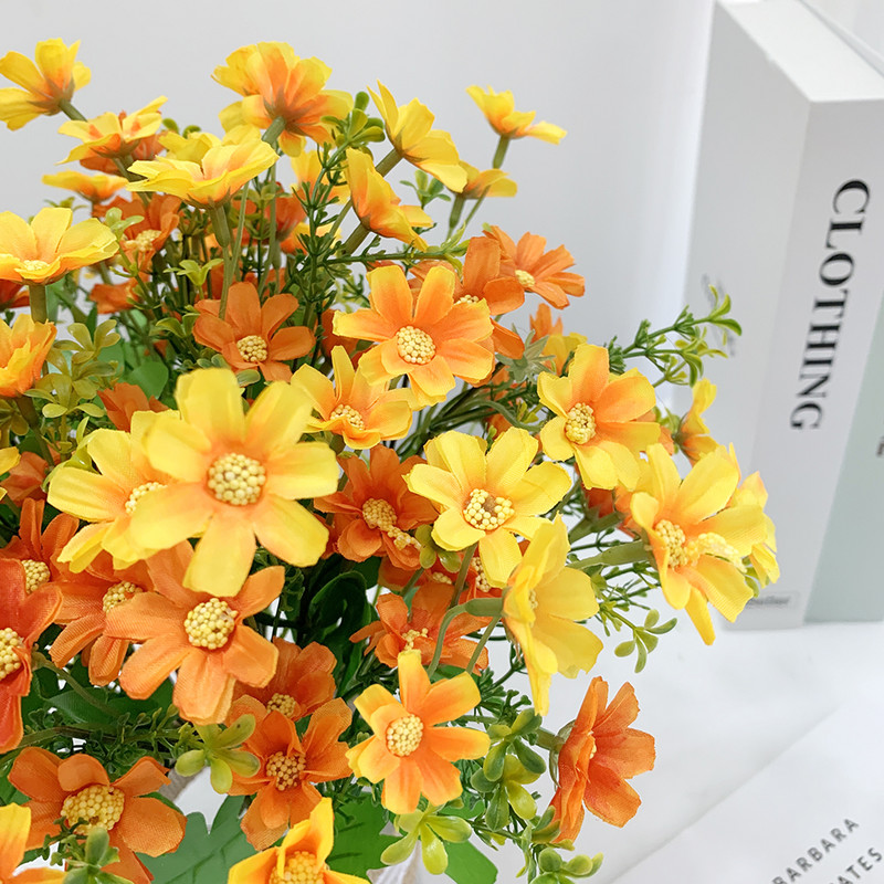 Művirágok Rózsaszín selyem százszorszép csokor négy nagy fej Hamis virágok menyasszonynak esküvői dekoráció Lakásdekoráció