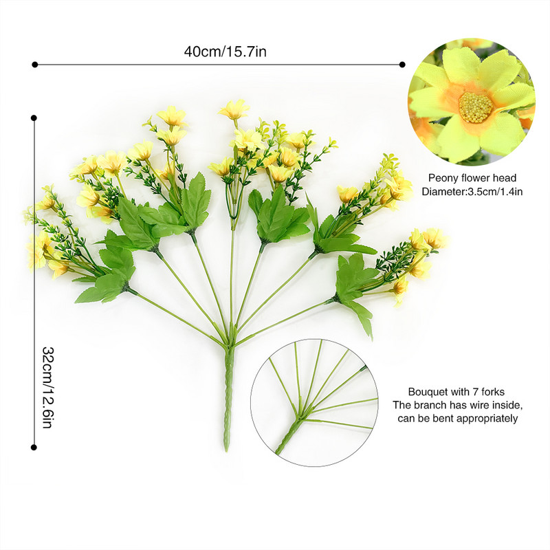 Művirágok Rózsaszín selyem százszorszép csokor négy nagy fej Hamis virágok menyasszonynak esküvői dekoráció Lakásdekoráció