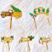 2023. aasta uus rõõmsate jõulude koogitops Kuldne jõulupuu lumehelves akrüülkoogitops lastele jõulude kodupeo magustoidu kaunistus