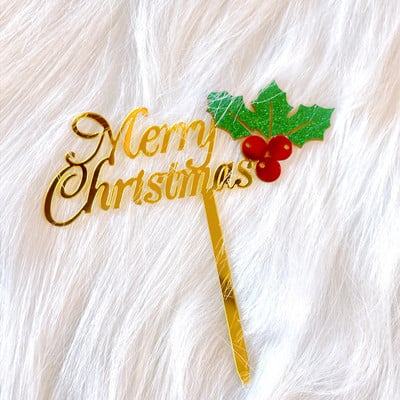 2023. aasta uus rõõmsate jõulude koogitops Kuldne jõulupuu lumehelves akrüülkoogitops lastele jõulude kodupeo magustoidu kaunistus