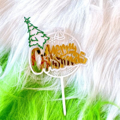 2023. aasta uus rõõmsate jõulude koogitops Kuldne jõulupuu lumehelves akrüülkoogitops lastele jõulude kodupeo magustoidu kaunistus