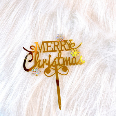 2023. aasta uus rõõmsate jõulude koogitops Kuldne jõulupuu lumehelves akrüülkoogitops lastele jõulude kodupeo magustoidu kaunistus