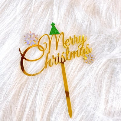 2023. aasta uus rõõmsate jõulude koogitops Kuldne jõulupuu lumehelves akrüülkoogitops lastele jõulude kodupeo magustoidu kaunistus