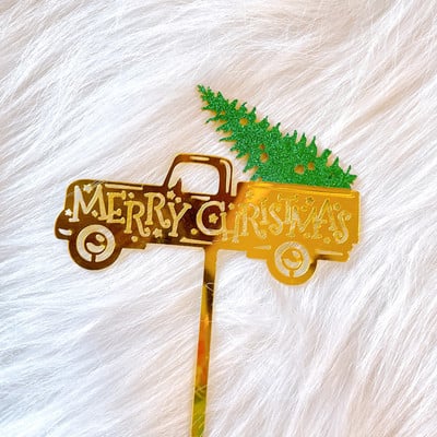 2023. aasta uus rõõmsate jõulude koogitops Kuldne jõulupuu lumehelves akrüülkoogitops lastele jõulude kodupeo magustoidu kaunistus