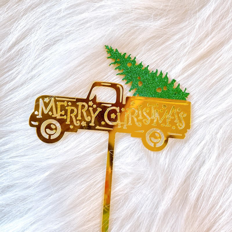 2023. aasta uus rõõmsate jõulude koogitops Kuldne jõulupuu lumehelves akrüülkoogitops lastele jõulude kodupeo magustoidu kaunistus