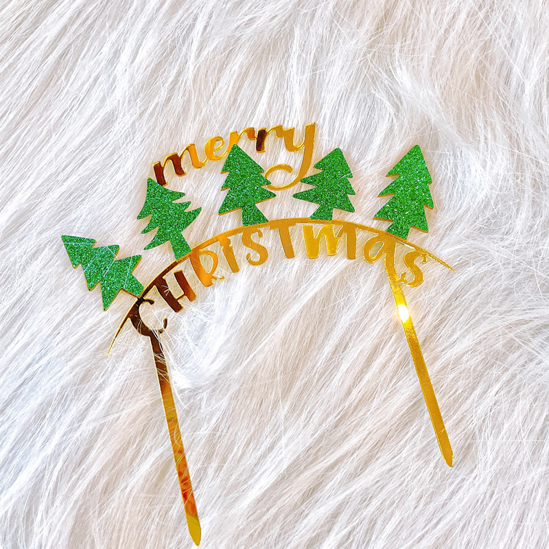 2023. aasta uus rõõmsate jõulude koogitops Kuldne jõulupuu lumehelves akrüülkoogitops lastele jõulude kodupeo magustoidu kaunistus