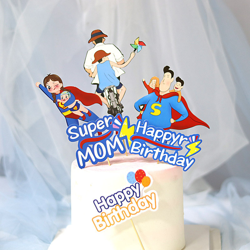 1 készlet 2020 Kártyakarakter alakja Apák napi tortalapát Anyák napi születésnapi torta ajándék dekoráció hálaadás Sütési dekoráció