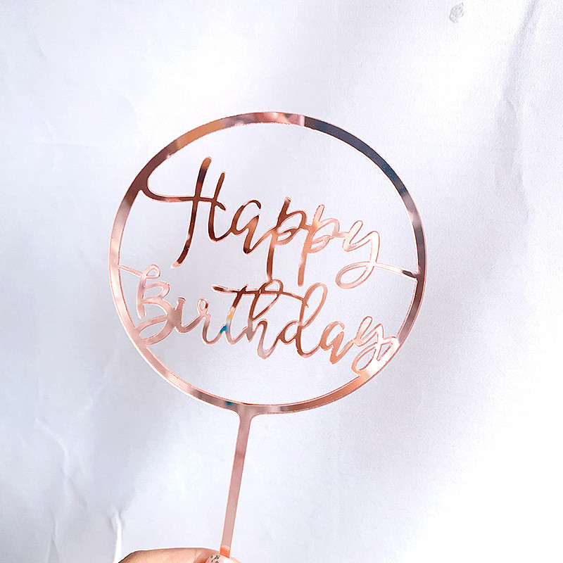 Ins daudz laimes dzimšanas dienas kūkas virsma rožu zelts, vienkārša akrila bērnu dzimšanas dienas kūku virsma, kas paredzēta bērnu dušas dāvanu deserta dekorēšanai