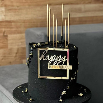 Нов прост стил Честит рожден ден Торта за торта Розово злато Акрилна детска торта за парти за рожден ден Декорация за бебешки десерт