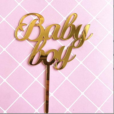 Oh Baby Boldog Születésnapot Tortafeltét Arany Akril Gyerek Tortafeltét Dísz babaváró buli torták Zászlós sütési kellékek