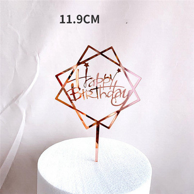 Θέμα γενεθλίων Happy Birthday Cake Topper Ροζ χρυσό Ακρυλικό Birthday party cake Topper Decoration For Kids baby shower cake Flag