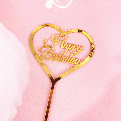 Θέμα γενεθλίων Happy Birthday Cake Topper Ροζ χρυσό Ακρυλικό Birthday party cake Topper Decoration For Kids baby shower cake Flag