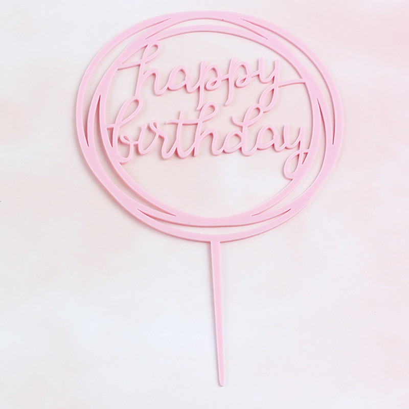 Θέμα γενεθλίων Happy Birthday Cake Topper Ροζ χρυσό Ακρυλικό Birthday party cake Topper Decoration For Kids baby shower cake Flag