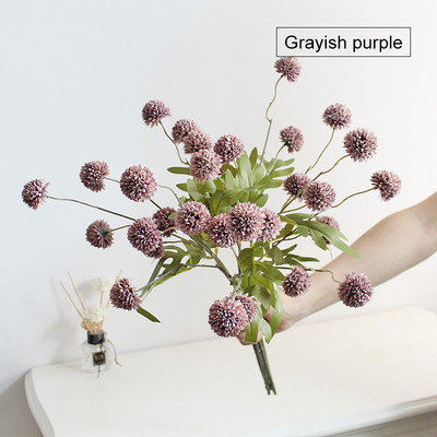 Mākslīgie ziedi 5 galvu pieneņu viltus zieds 52 cm mazs ērkšķu lodīšu hortenzijas imitācijas augs mājas kāzu dekorēšanai