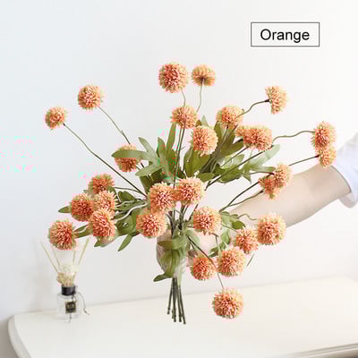 Mākslīgie ziedi 5 galvu pieneņu viltus zieds 52 cm mazs ērkšķu lodīšu hortenzijas imitācijas augs mājas kāzu dekorēšanai