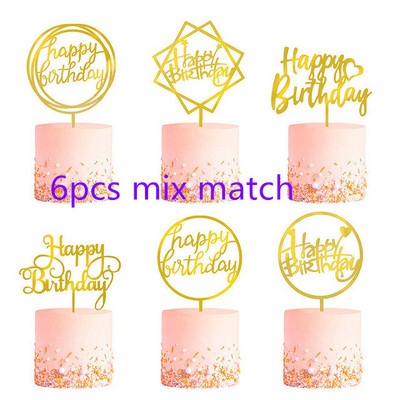 6db Boldog Születésnapi Tortafedő Rózsa arany Gyerekek Akril Születésnapi Tortafedők Dekoráció Babazuhany Party Torta ajándék kellékek