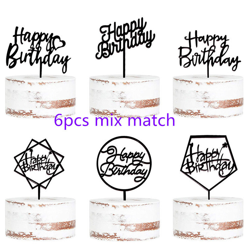 6db Boldog Születésnapi Tortafedő Rózsa arany Gyerekek Akril Születésnapi Tortafedők Dekoráció Babazuhany Party Torta ajándék kellékek