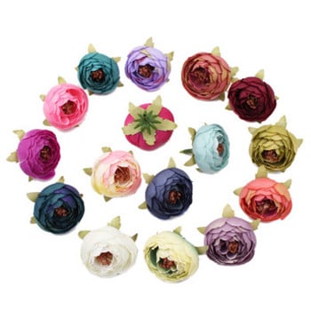 10 τμχ/παρτίδα 5cm Mini Rose Peony Head Silk Τεχνητό λουλούδι για διακόσμηση σπιτιού γάμου DIY στεφάνι Λεύκωμα Κουτί δώρου Craft Flower