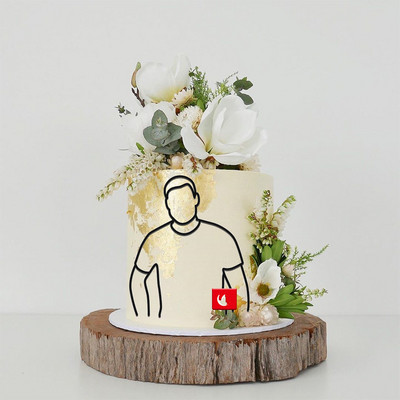 Jauns minimālistisks daudz laimes dzimšanas dienas kūkas virsma, melns abstrakts sejas akrila kūku topers dekors ģimenes ballīšu cepšanai