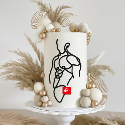 Jauns minimālistisks daudz laimes dzimšanas dienas kūkas virsma, melns abstrakts sejas akrila kūku topers dekors ģimenes ballīšu cepšanai