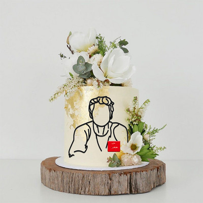 Jauns minimālistisks daudz laimes dzimšanas dienas kūkas virsma, melns abstrakts sejas akrila kūku topers dekors ģimenes ballīšu cepšanai