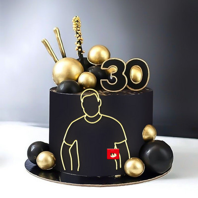 Jauns minimālistisks daudz laimes dzimšanas dienas kūkas virsma, melns abstrakts sejas akrila kūku topers dekors ģimenes ballīšu cepšanai