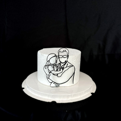 Jauns minimālistisks daudz laimes dzimšanas dienas kūkas virsma, melns abstrakts sejas akrila kūku topers dekors ģimenes ballīšu cepšanai