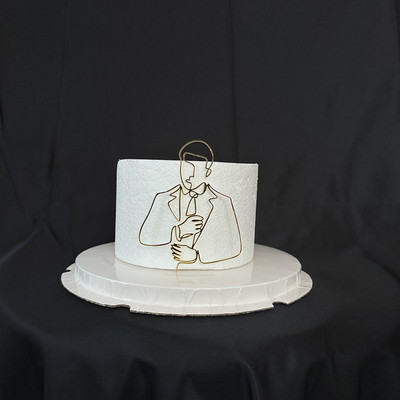 Jauns minimālistisks daudz laimes dzimšanas dienas kūkas virsma, melns abstrakts sejas akrila kūku topers dekors ģimenes ballīšu cepšanai