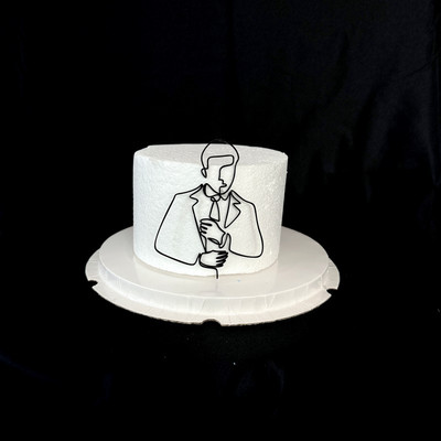 Jauns minimālistisks daudz laimes dzimšanas dienas kūkas virsma, melns abstrakts sejas akrila kūku topers dekors ģimenes ballīšu cepšanai