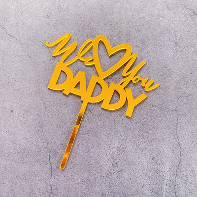 Κοστούμι παπιγιόν ανδρικό κάλυμμα για τα γενέθλια για τούρτα χρυσό μαύρο ακρυλικό δώρο για πάρτι για τούρτα Topper Super Dad Dessert