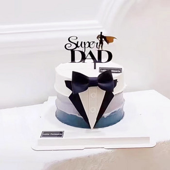 Ins Father\'s Day Birthday Party Cake Topper DAD Παπιγιόν Χρυσό Ακρυλικό Χρόνια Πολλά Τούρτα Topper Dad Δώρο Τούρτα Επιδόρπιο