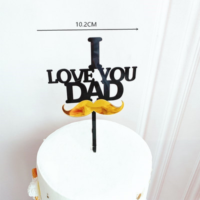 Папийонка DAD Cake Topper Акрилен Father`s Day Честит рожден ден Cake Flag I love dad birthday Party Cake Toppers Десертна декорация