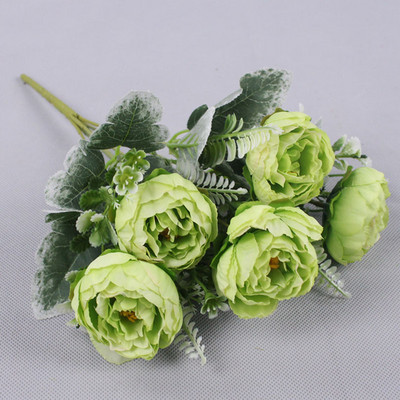 Jauns simulācijas zieds retro zīda rožu pušķis hortenzijas 6 lielas galvas peonija retro līgava tur viltus ziedus mājas kāzu dekors