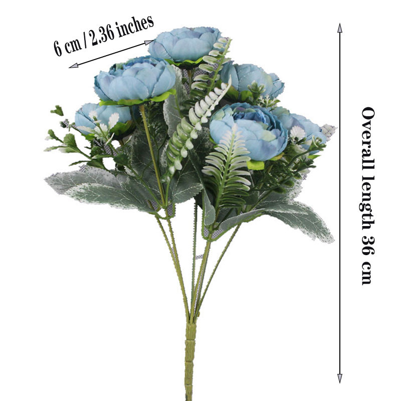 Jauns simulācijas zieds retro zīda rožu pušķis hortenzijas 6 lielas galvas peonija retro līgava tur viltus ziedus mājas kāzu dekors
