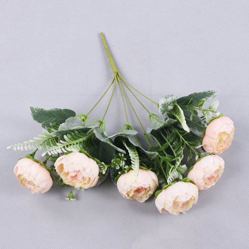 Jauns simulācijas zieds retro zīda rožu pušķis hortenzijas 6 lielas galvas peonija retro līgava tur viltus ziedus mājas kāzu dekors