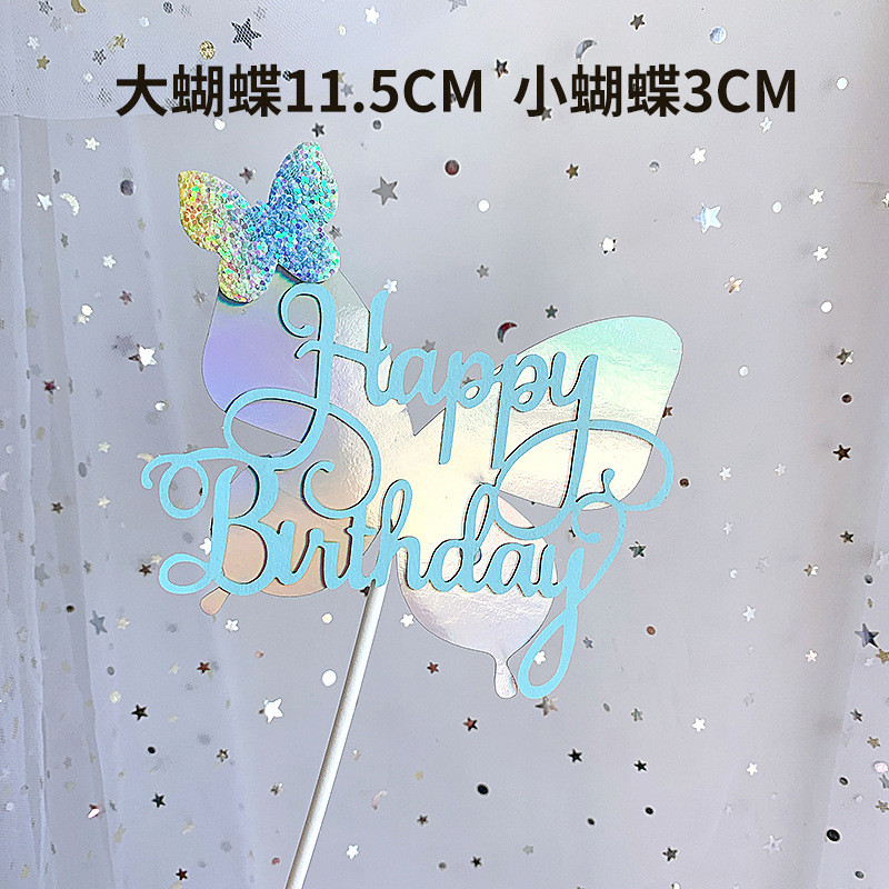 Új 3D-s színes pillangós születésnapi tortafedő esküvői menyasszonyparti cupcake-feltét babazuhanyhoz Születésnapi desszert dekoráció