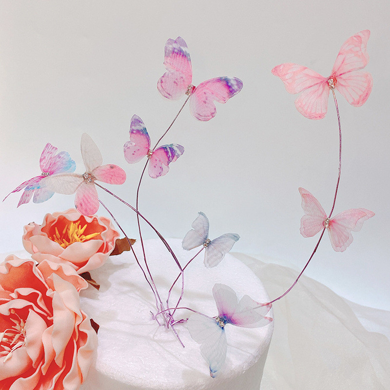 Νέα 3D ροζ πεταλούδα γενεθλίων Cake Toppers Happy Birthday Γαμήλιο πάρτι Cupcake Toppers για τούρτα Baby Shower Διακοσμητικό επιδόρπιο