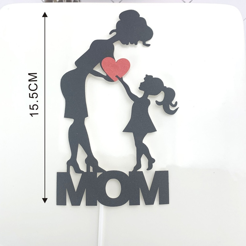 1 set/I love mom Cake Topper Hârtie cu sclipici Cupcake Topper Steaguri pentru Ziua Mamei Ziua Nașterii Baby Shower Decoratiuni pentru Tort