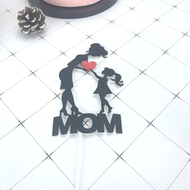 1 set/I love mom Cake Topper Hârtie cu sclipici Cupcake Topper Steaguri pentru Ziua Mamei Ziua Nașterii Baby Shower Decoratiuni pentru Tort