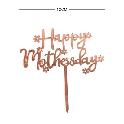 New MOM ακρυλικό γενεθλίων Cake Topper Golden Hello γιορτή της μητέρας Cake toppers Διακοσμητικό επιδόρπιο τούρτας Δώρο γιορτής της μητέρας